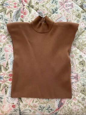 Zara Rust Brown Sleeveless Mock Neck Tank